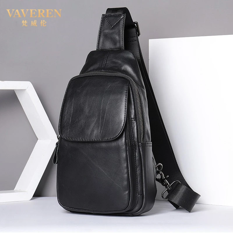 新款男士真皮胸包软皮男包斜挎包户外休闲斜背包头层牛皮胸前挎包