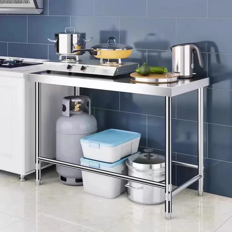 单层加厚不锈钢厨房操作台工作台家用酒店厨房打荷台落地置物架
