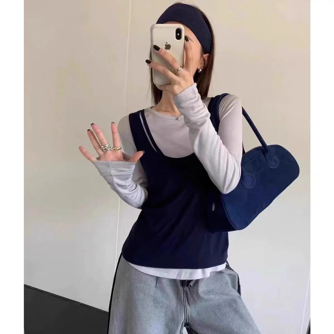 【高品质】大码真两件套打底叠穿设计感T恤