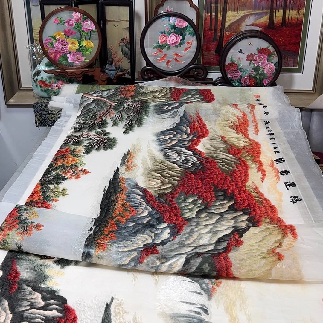 升***刺绣纯手工刺绣画