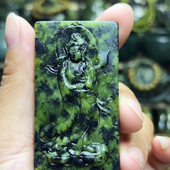 用***0蛇纹石玉未镶嵌珠宝半成品藏玉药王石福利款吊坠