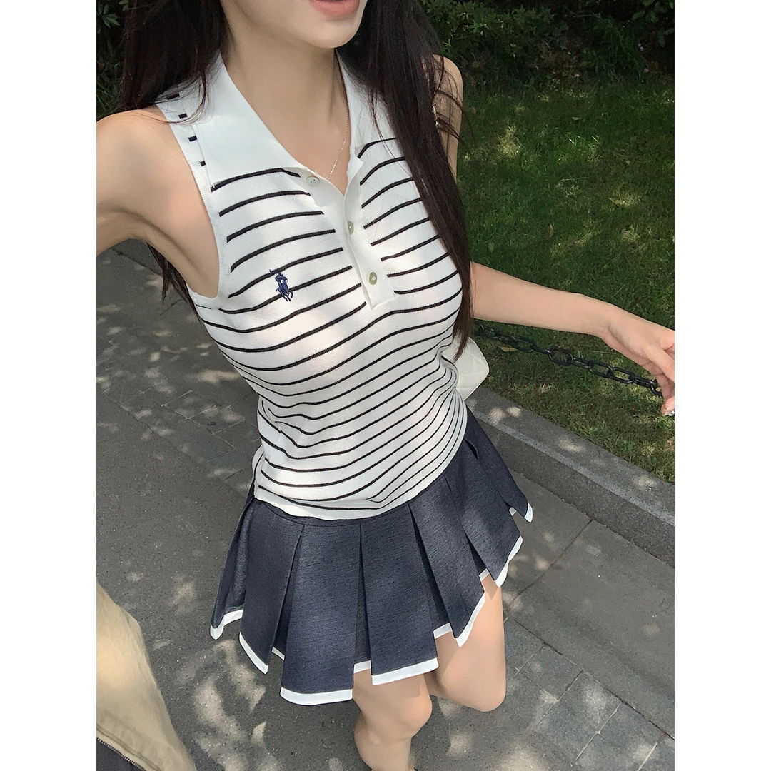 【QIUROUYAO邱肉瑶】U系大小姐*俏皮减龄拼接百褶短裙套装