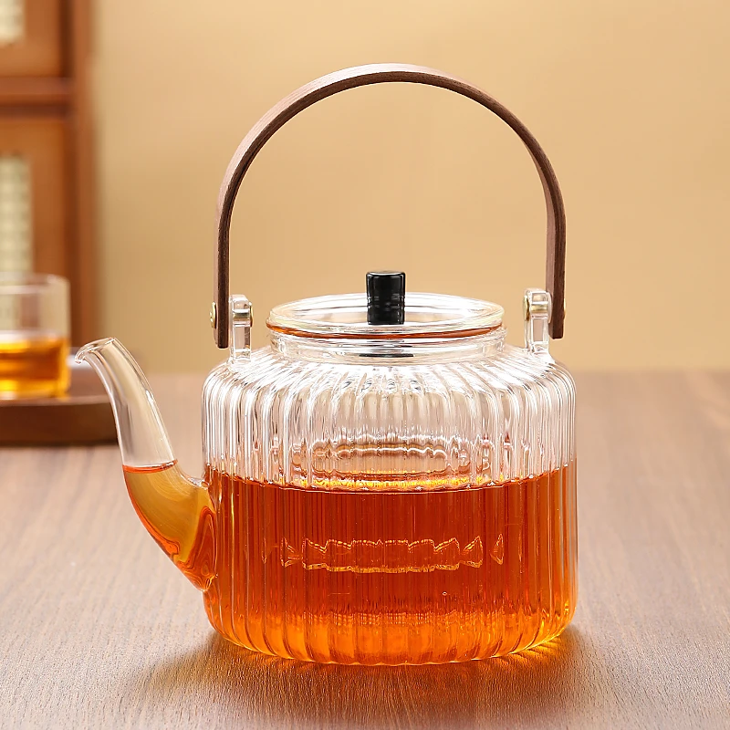 耐高温1200毫升竖纹壶【可明火/电陶炉】大容量煮电陶炉煮茶器