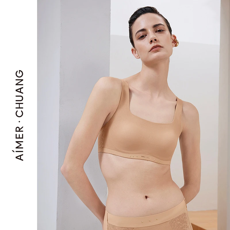AIMER CHUANG明动7【超薄隐形】流光风方领软绵托乳贴大罩杯文胸CA1