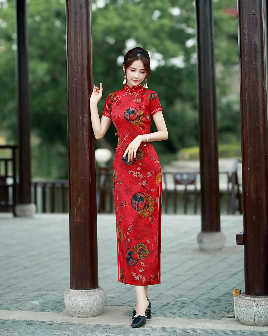 旗袍 长款 双层（衣长约125cm）月圆夜  C466