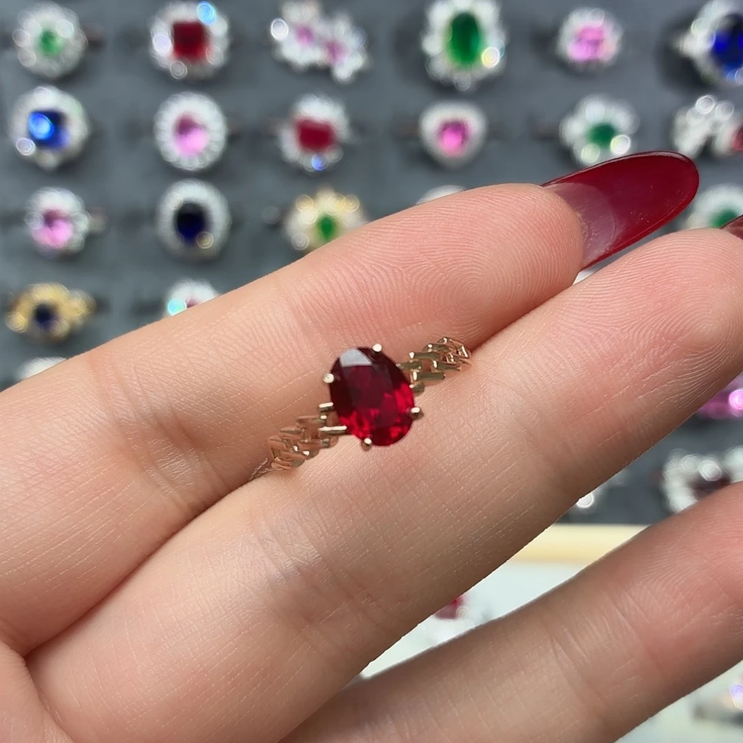 925银培育鸽血红色宝石