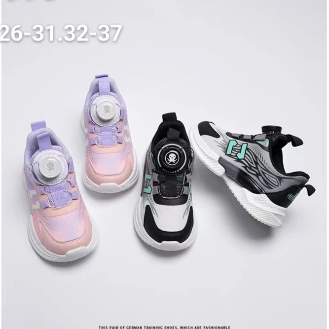 新款0619儿童运动鞋透气网鞋春秋款女童旋钮跑步鞋蓝球鞋男童