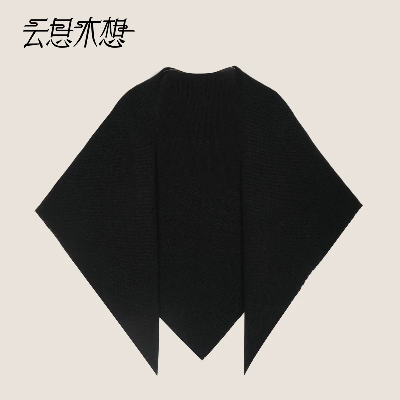 Ysimo-X云思木想风逸云暖纯色棉羊毛山羊绒三角设计披肩围巾12840