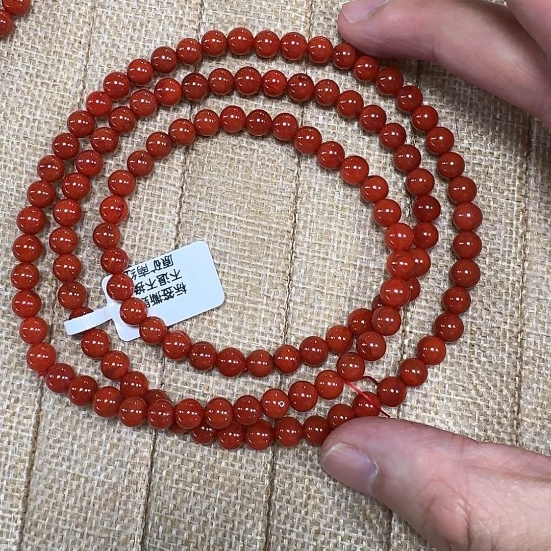 南红玛瑙未镶嵌手链项链多圈原矿满色满肉瓦西柿子锦6