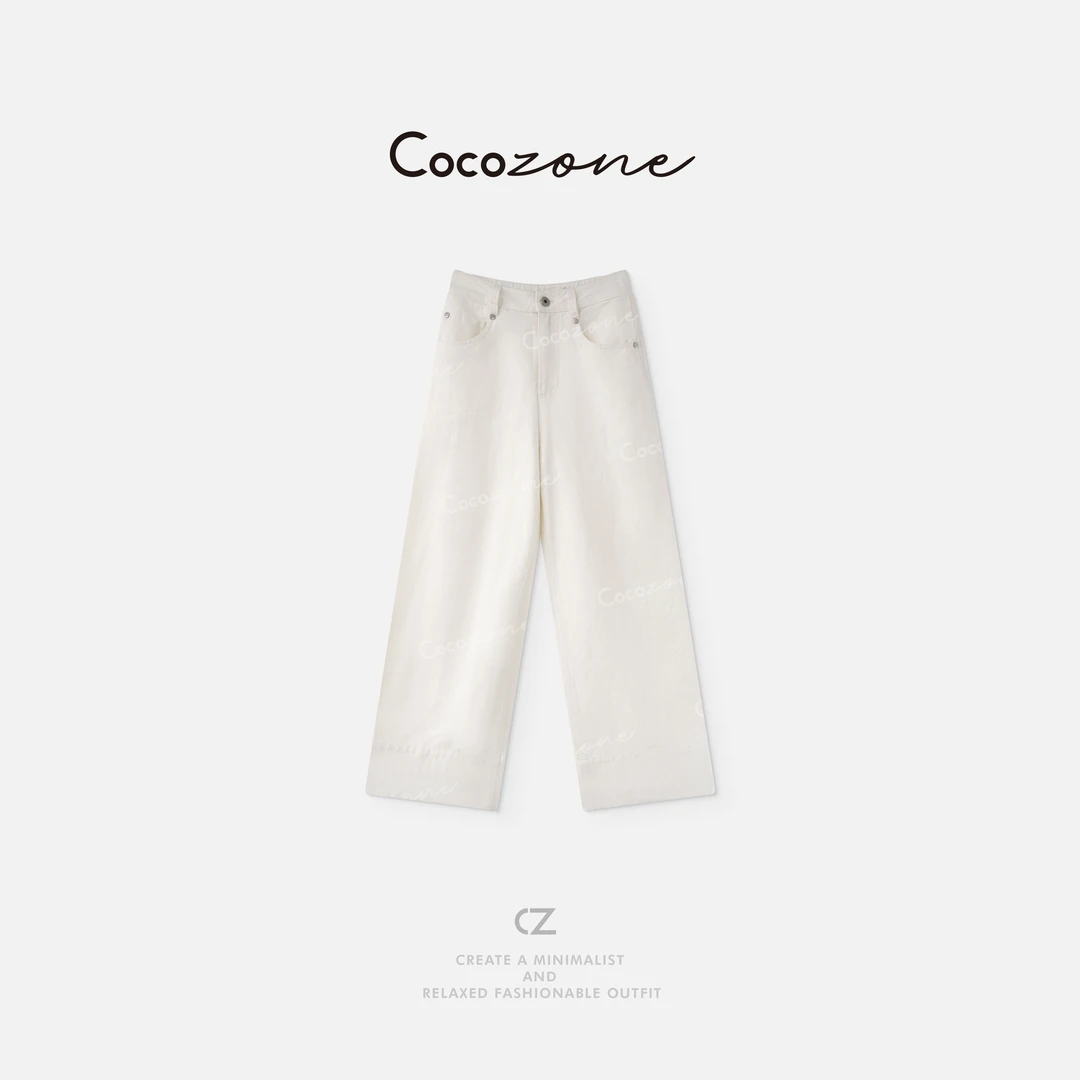 COCO ZONE 刘一一“老钱白麻”亚麻棉混纺经典质感休闲裤 CD1A1204