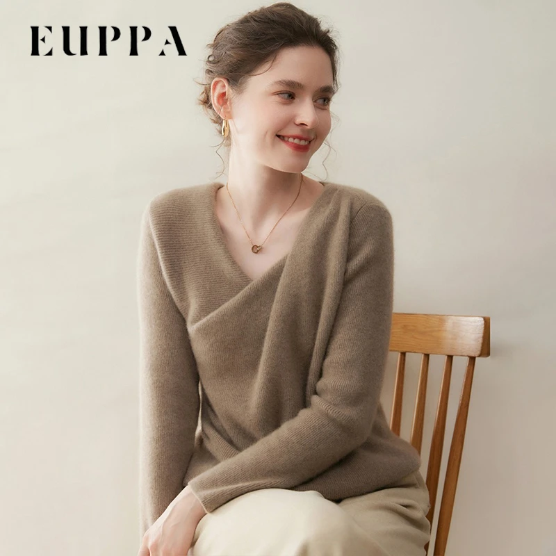 Euppa气质女士保暖针织长袖荡领女士羊绒衫纯色QHAYR-8077