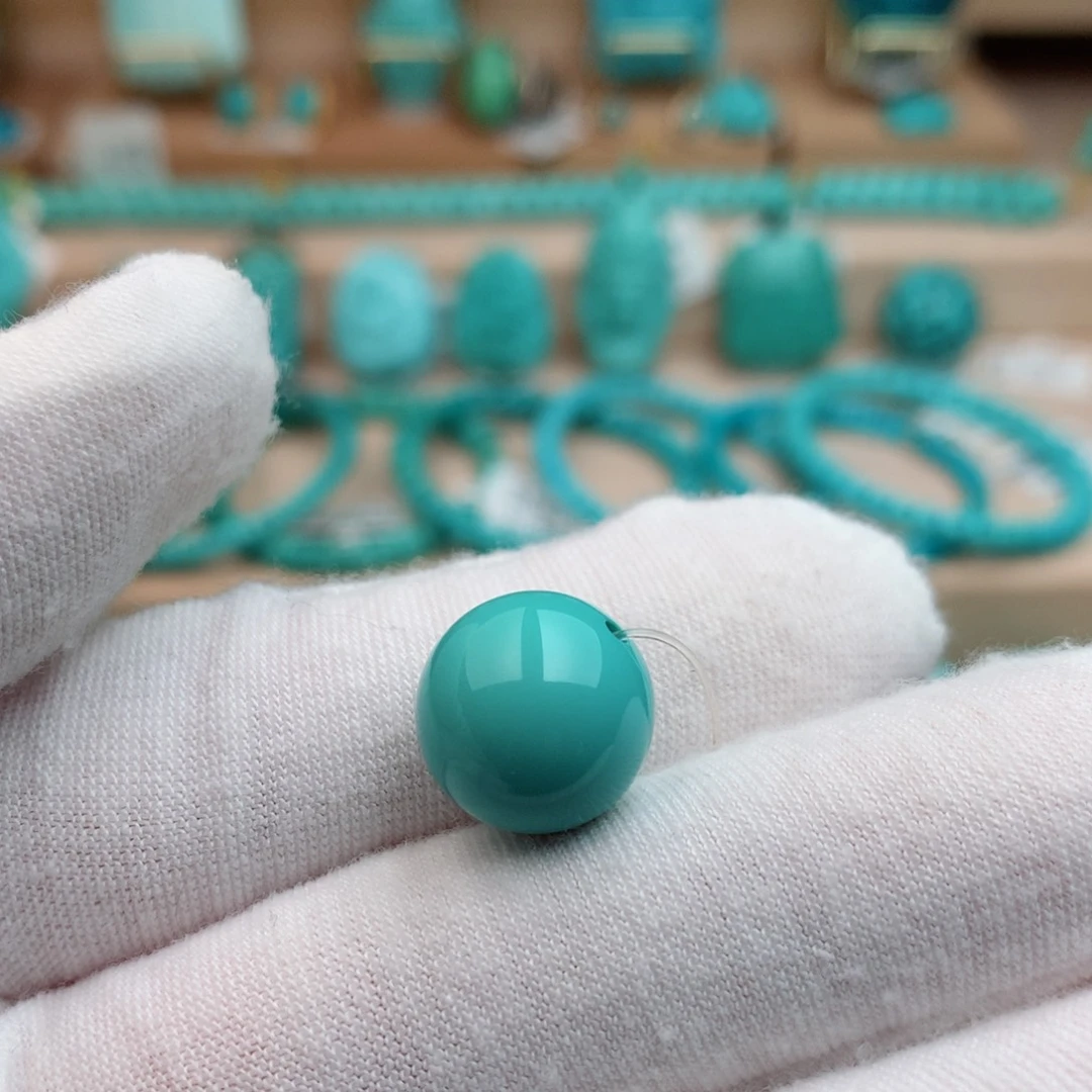 未镶嵌绿松石珠宝奇石12.8mm