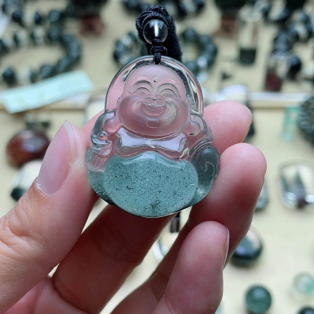 水晶颈饰未镶嵌绿幽灵佛公吊坠
