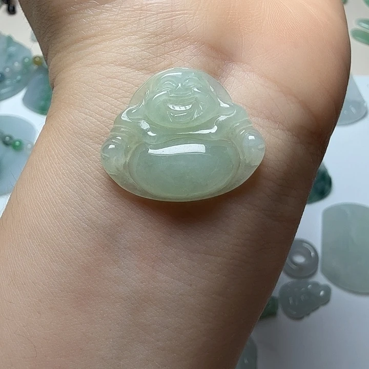 翡翠未镶嵌吊坠(赠链)天然缅甸翡翠Ａ货底色佛公卡27