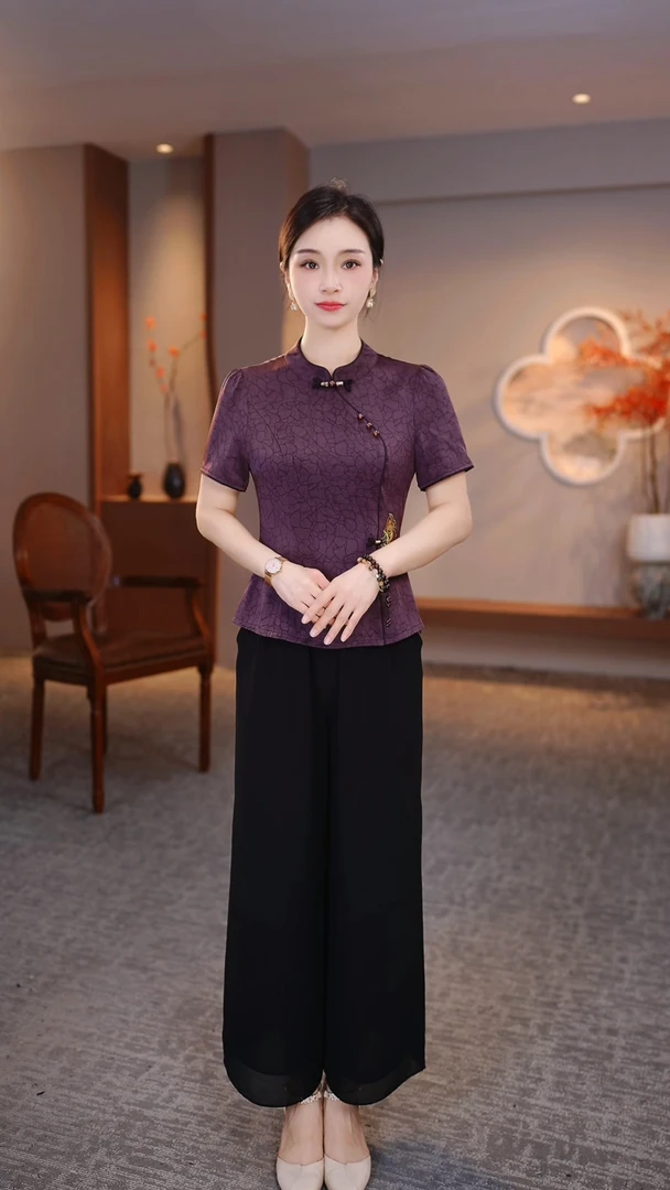 【给妈妈的礼物】2025新款两件套新中式中长款妈妈装套装ZRF-25971