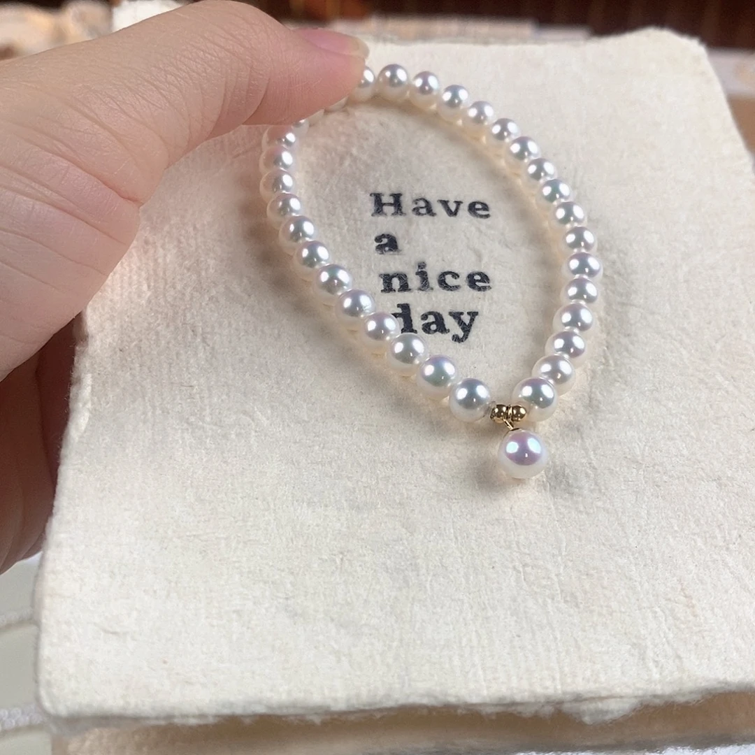 18K金镶嵌淡水珍珠手绳