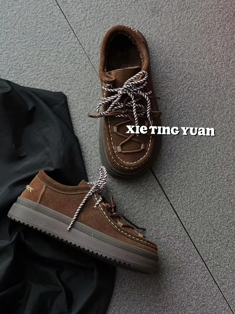 微瑕加绒小众设计感休闲鞋复古女鞋698