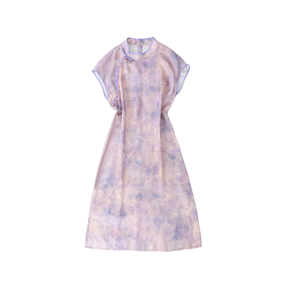 【清窈】品牌新款新中式温柔旗袍盘扣无袖连衣裙519022