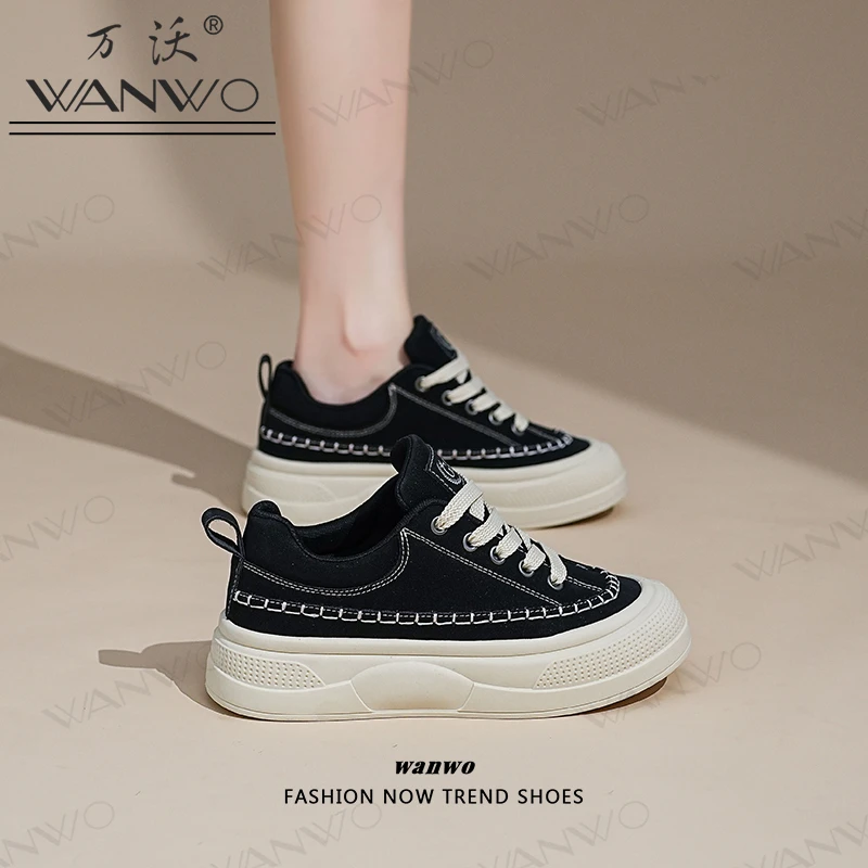 WANWO/万沃ins韩版休闲鞋女2025秋季新款百搭防滑板鞋软底轻便