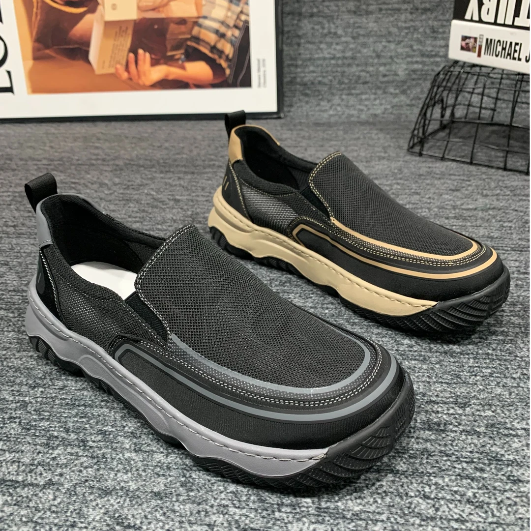 D1580欧货男士时尚百搭舒适透气潮流网面拼色休闲男鞋