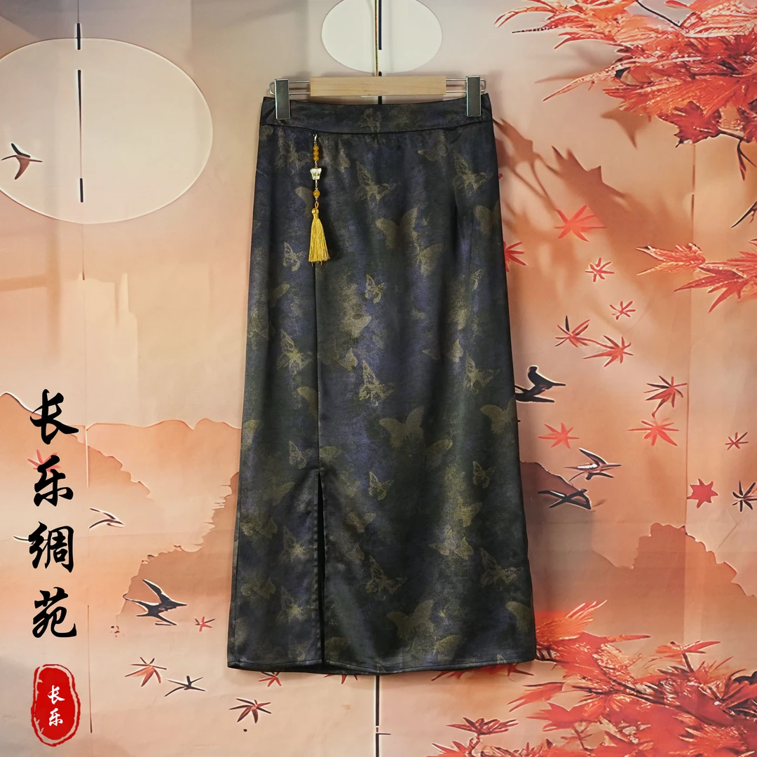 【长乐绸苑】新中式松紧腰国风半身裙(H392)