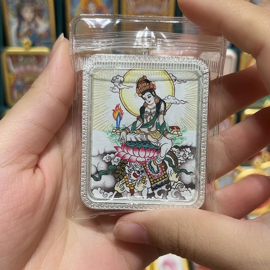 小***虞纯手绘唐卡4.5骑狮文殊