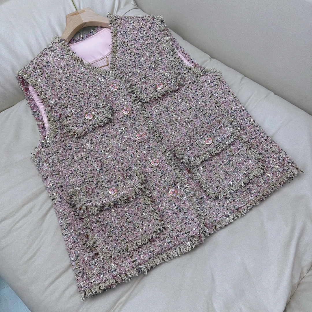 小香风马甲 特种花纱编织 70405