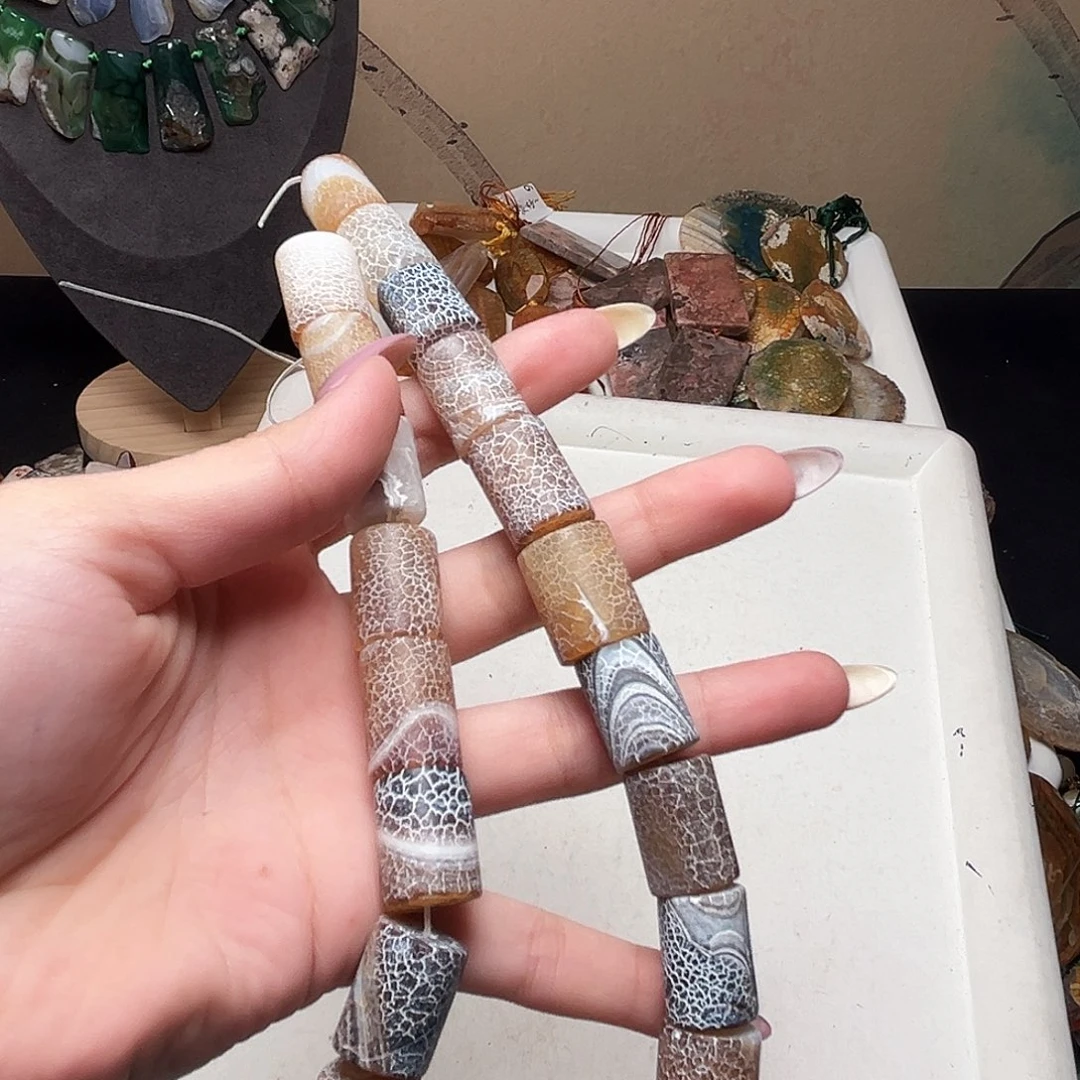 玛瑙/玉髓合金珠宝半成品j637 13.3*17.5m 药霜桶珠玛瑙