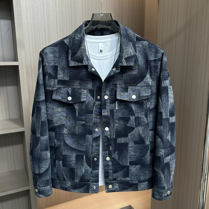 2025新款春秋夹克男士韩版牛仔休闲外套运动翻领百搭帅气衣服男