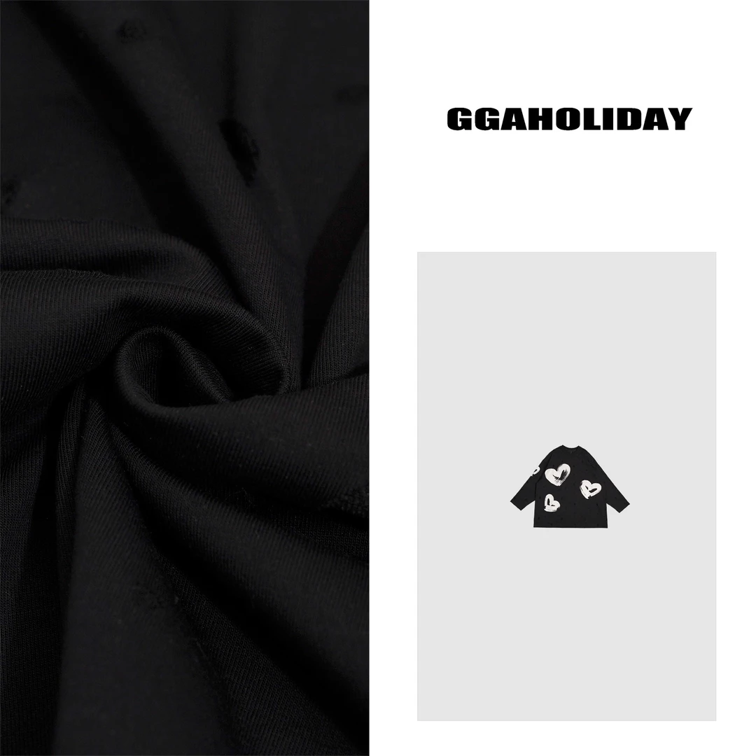 25早春新款轻奢高级感美式街头潮流设计感”爱心“长袖T恤 151176