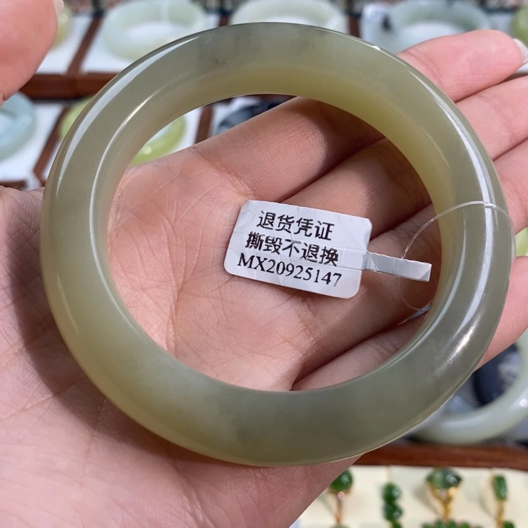 和田玉未镶嵌手镯且末黄口飘青花58/59