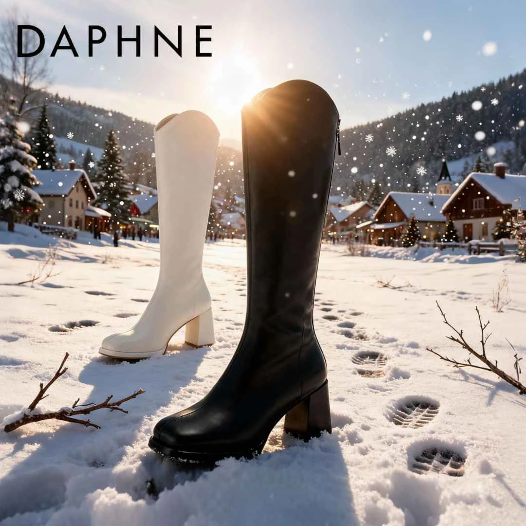 达芙妮经典时尚长靴2025新款小个子长筒靴瘦瘦靴爆款厚底骑士女靴