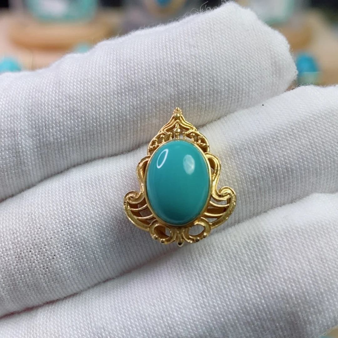 绿松石18K金镶嵌珠宝奇石
