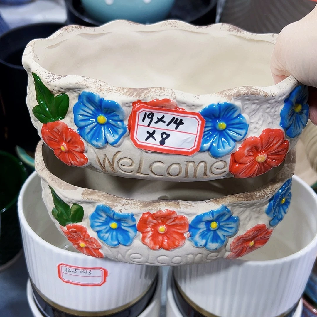有孔外贸尾单陶瓷花盆凑单10米包邮