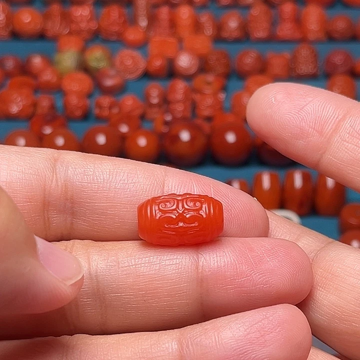 南红玛瑙配饰未镶嵌保山回纹勒子直径10mm
