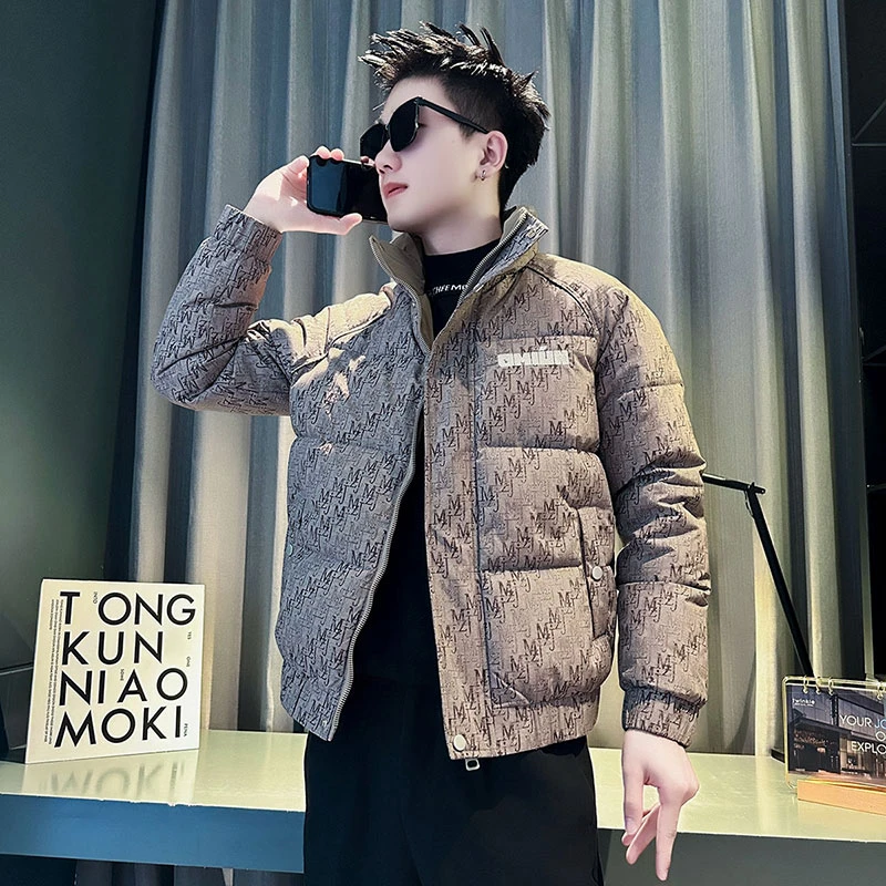 高级感立领男士棉服男款秋冬款男装加厚保暖时尚潮牌棉衣外套男款
