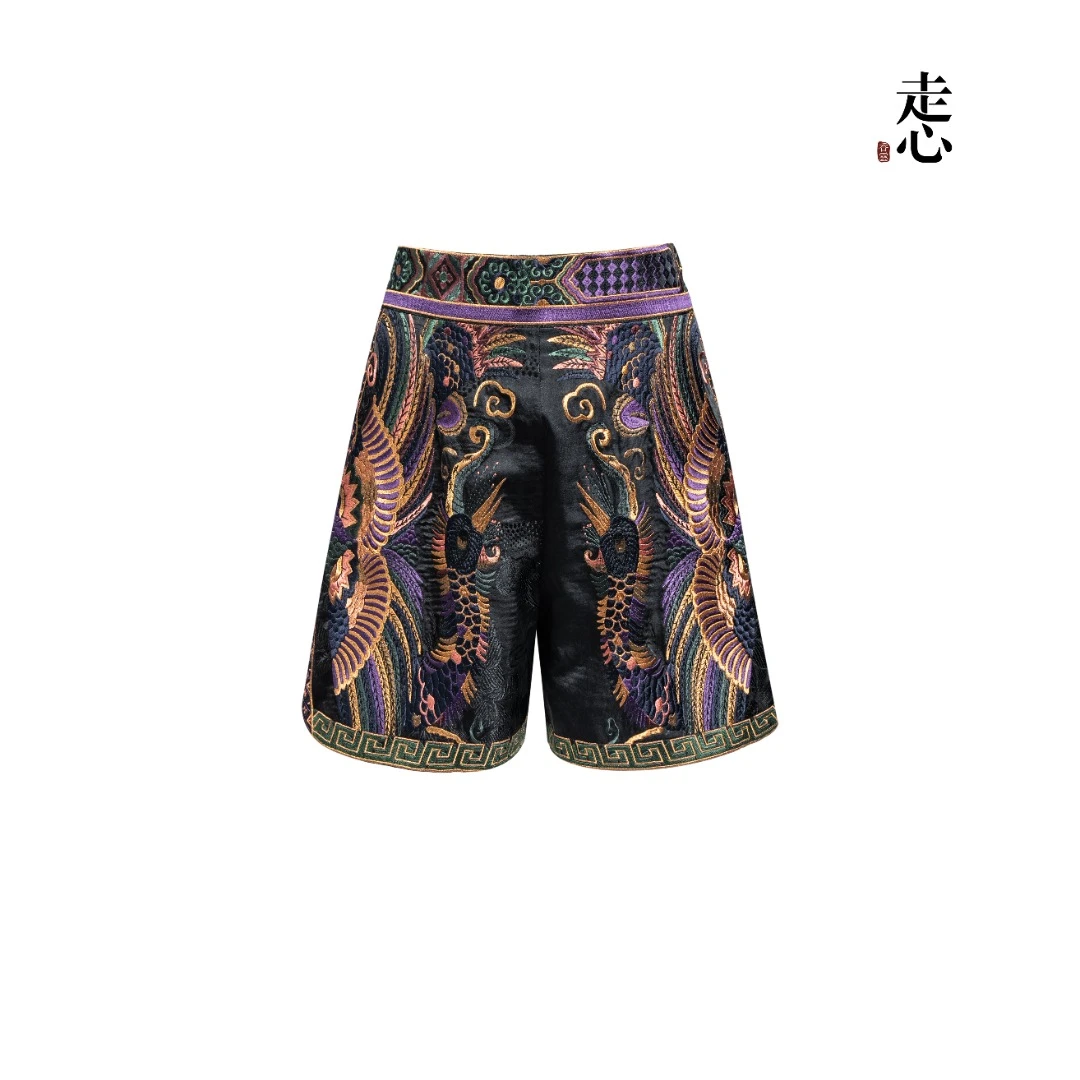 【走心非遗】七彩凤凰短裤25ZX9023