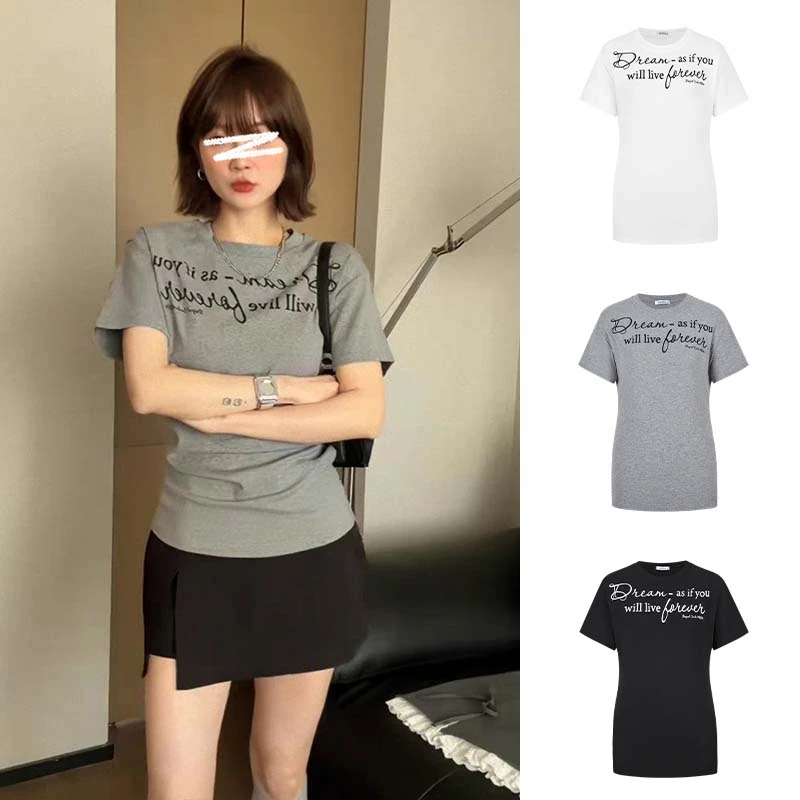 Moses Queen/魔西女王极简风短袖T恤简约修身圆领短袖小众ins夏季