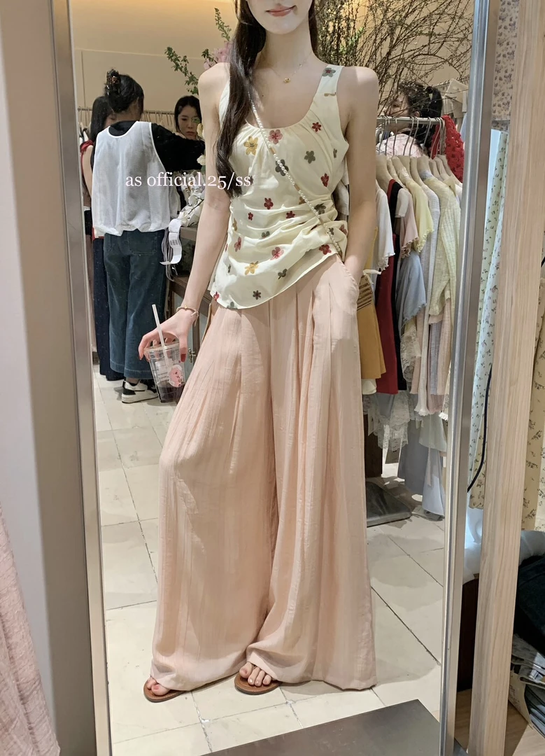 肌理感粉色半身裙女2025新款春夏高腰显瘦气质中长裙裤有口袋1017