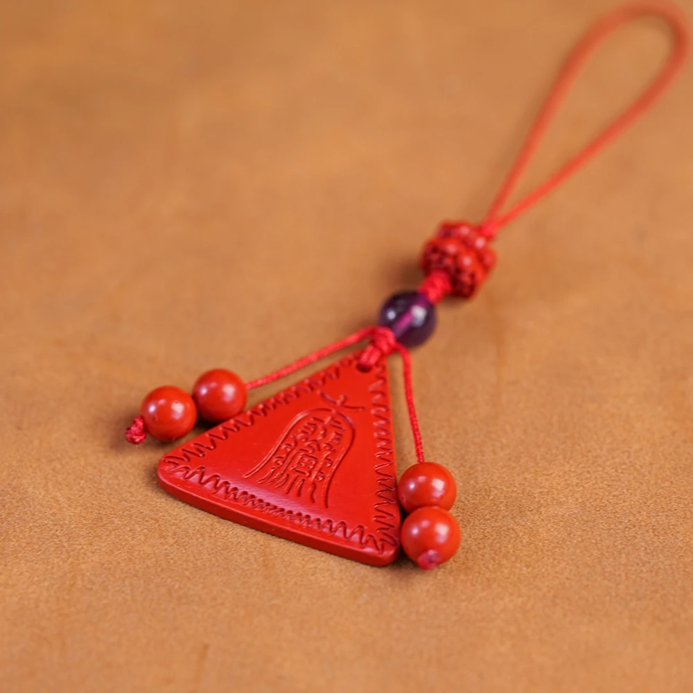 含辰砂工艺品高含量朱砂三角牌手机挂坠挂件钥匙扣 G063 多样性发
