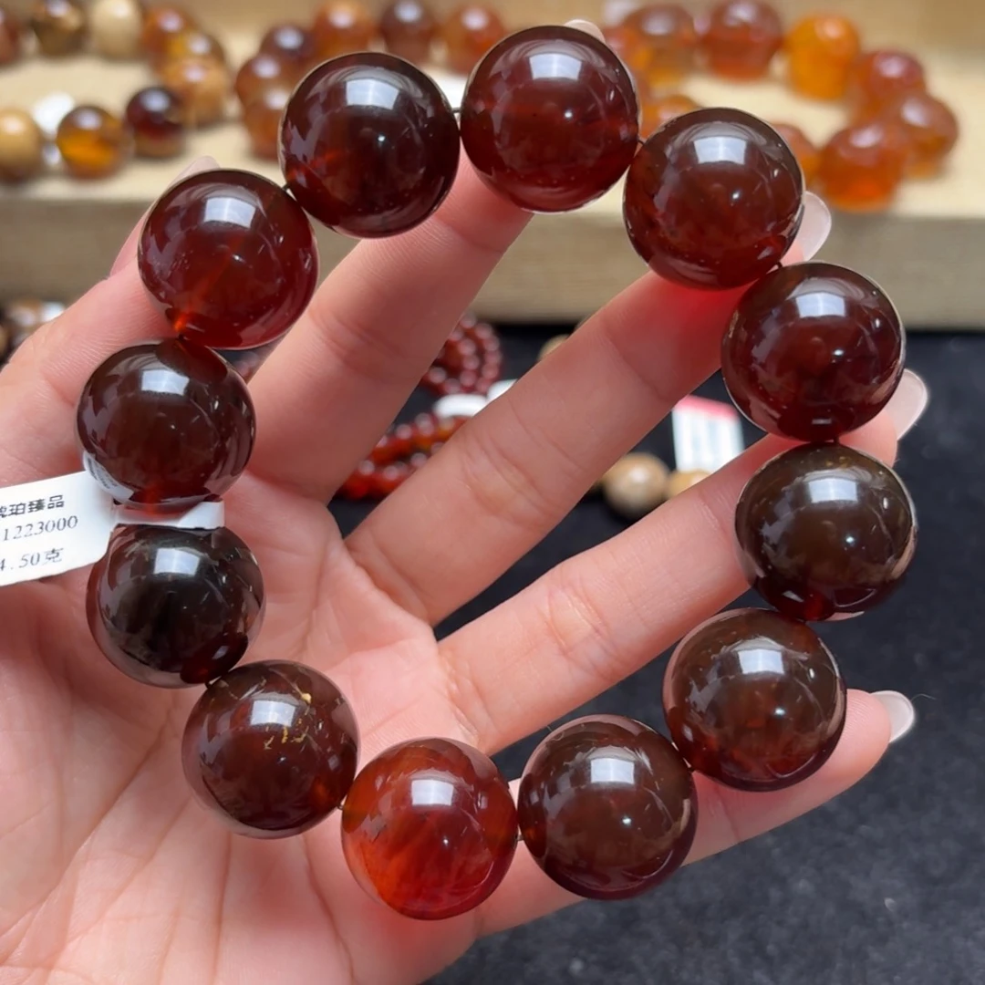 琥珀珠宝奇石未镶嵌20mm鸽血红蜜单圈