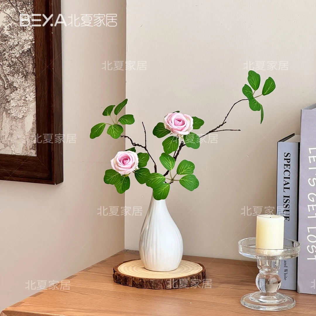 森系仿真装饰花藤蔓玫瑰假花仿真花摆设客厅餐桌装饰玫瑰花花束