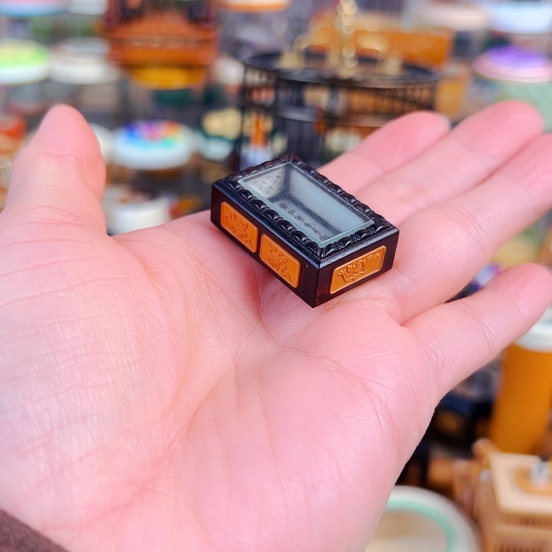 竹小叶紫檀诗文镶嵌迷你小盒➕大黄