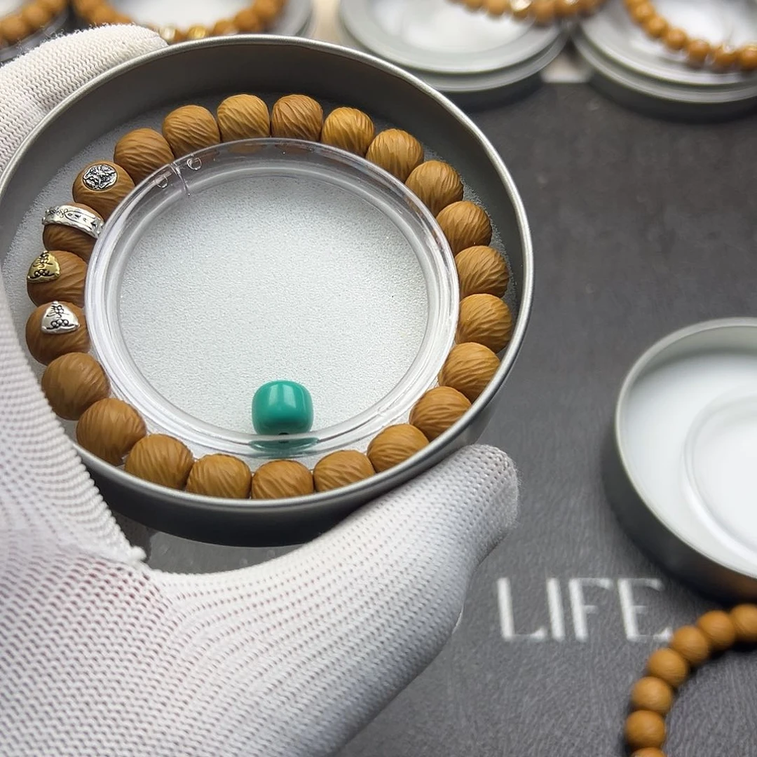 猴头核桃吊坠云锦四标925银全品无暇