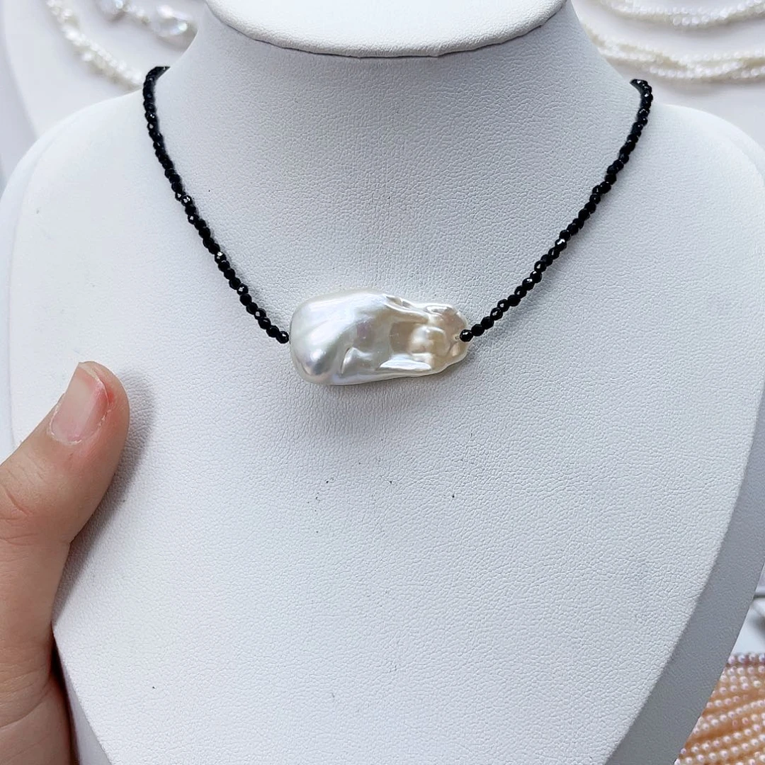 颈饰银S925镶嵌淡水珍珠