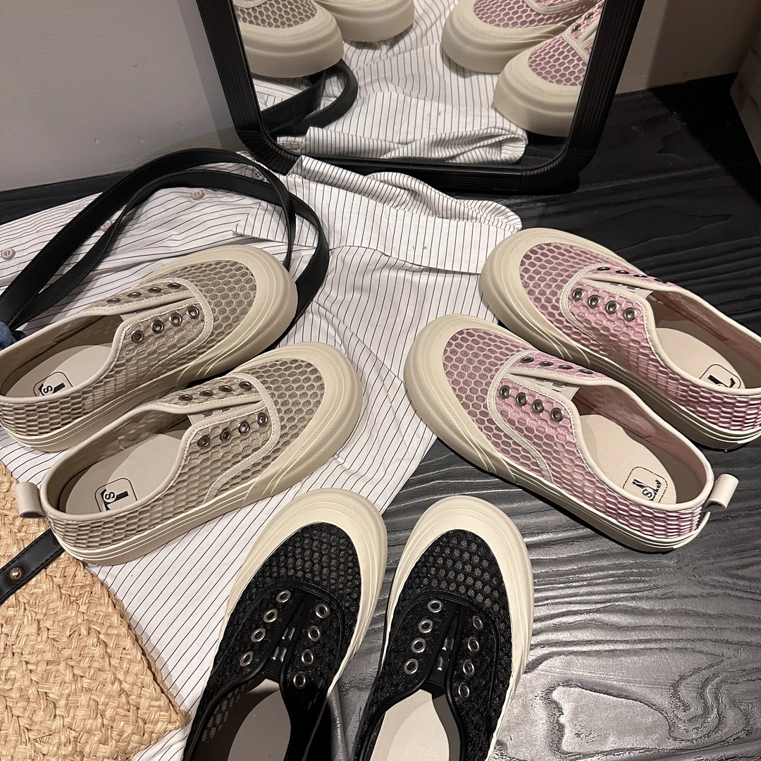 TS休闲鞋2025春季新款透气网纱平底小白鞋百搭休闲鞋MTX47336