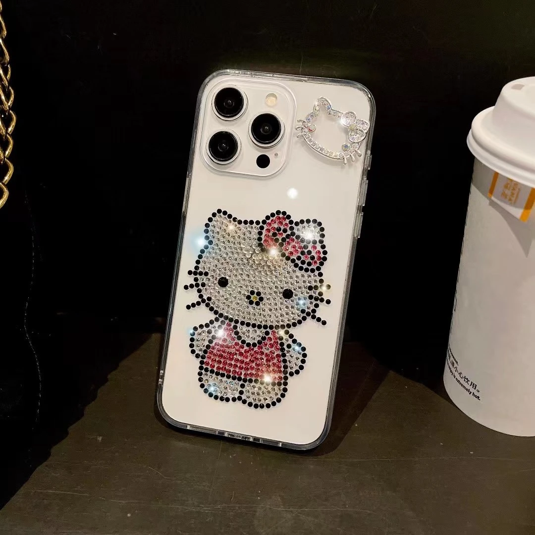 闪钻KT猫适用苹果16promax华为oppo小米一加vivo手机壳轻奢网红女