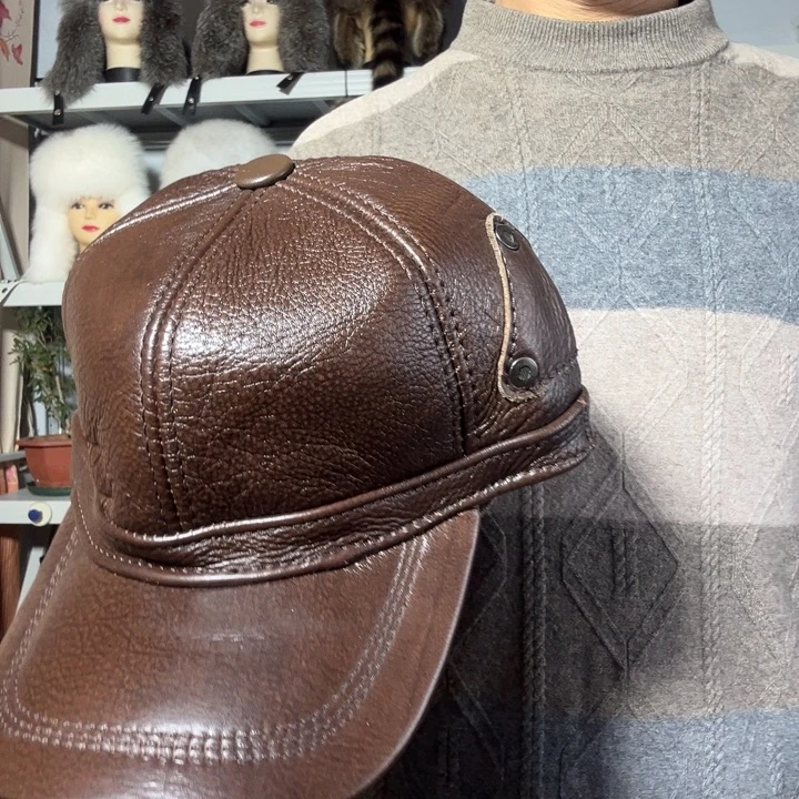头层牛皮革真牛皮帽子
