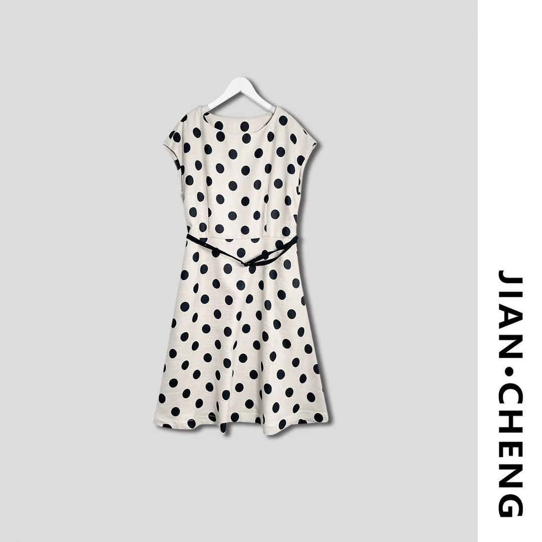 【简柽】斜纹亚麻波点连衣裙D506-8998