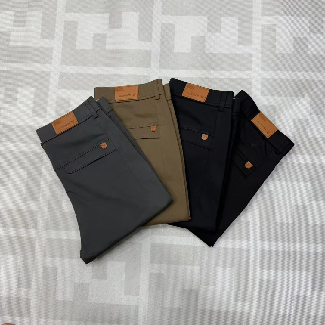 男士透气长裤休闲裤通勤风时尚百搭修身商务舒适纯色轻奢经典男裤